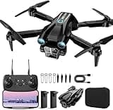 Mini Drone with 1080P HD Camera for Beginners, Kids, Adults, RC Quadcopter, Grey, 2 Batteries, Carrying Case, Stable Hover, Trajectory Flight, Gravity Control (Black)