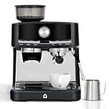 TROPOW 20 Bar Espresso Machine with Built-In Grinder, 1400W Coffee Maker with Steam Milk Frother, 30 Grind Settings, 2.8L Water Tank, Single/Double Shot for Latte Cappuccino, Home Office, Black