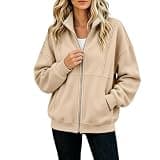 Women Full Zip Sweatshirt Track Jacket Stand Collar Casual Outerwear