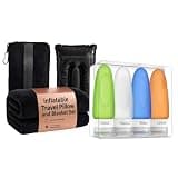 Dot&Dot Inflatable Travel Pillow with Blanket Leak Proof Travel Bottles