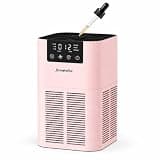 Air Purifier for Home Bedroom, HEPA Air Purifier with Air Quality Display, Quiet Sleep Mode, 3 Speeds, 2/6/12H Timer, 360° Air Intake, Air Filter for Dust, Smoke, Odor, Pink