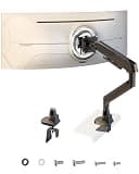 STANDOPIA Ultrawide Monitor Arm - fits 17-49 inch Heavy Duty Flat/Curved Monitors, Full Motion Adjustable Gas Spring Arm Holds 35.2 lbs with Clamp & Grommet Desk Mount, VESA 75/100mm, Black