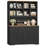 TEENFON Large Bookcases with Drawers and Storage Cabinet, Bookshelf and Bookcase, 5 Tier Floor Standing Bookshelves, 8 Open Storage Shelves and Printer Stand for Study, Living Room, Office