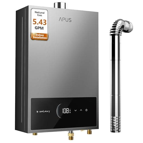 APUS Tankless Water Heater Natural Gas, Up to 5.5 GPM, Indoor Tankless Water Heater, 120,000 BTU on Demand Instant Hot Water Heaters with Smart Digital Display,Space Gray