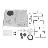 Gagalayong 4 Burner Gas Hob, 3 Gas 1 Electric Stainless Steel Cooktop, 110V