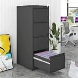 Beuiosda Lateral File Cabinet with Lock, 2 Drawers Metal Filing Cabinet for Home Office/Legal/Letter/A4, Storage Locker Horizontal File Cabinet for Home Office,School,Garage (4 Drawers, Black)