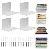ECOSEAO Invisible Floating Wall Bookcase - Set of 4 | Heavy Duty Steel Book Wall Shelf | Invisible Shelf Holder for Books and Decoration | Modern Space Saving Wall Bookcase