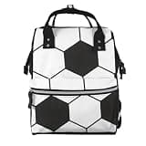 WYSTCMJ Soccer Ball Diaper Bag Backpack For Baby Girls, Mom Waterproof Large Nappy Bags For Women