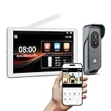 Wireless Dual‑Lens Video Doorbell with 8" Touchscreen Monitor,WiFi Dual‑Cam Door Phone Intercom System,Head‑to‑Toe View,Motion Detection,2‑Way Audio,Night Vision,Local Storage No Monthly Fee,Tuya APP