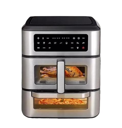 13L Dual Basket Air Fryer Double Layer Visible Toaster Oven Electric Smart Multicooker With Timer Temperature Control Home 220V(Black,US)