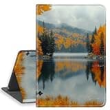 HGGJFLYX Case for iPad 8th/6th/5th Gen 9.7 Inch 2018/2017, PU Leather Folio Cover with Auto Sleep/Wake, Multi-Angle Stand Protective Cover 9.7" for iPad 2018 2017,Autumn Lake Reflection