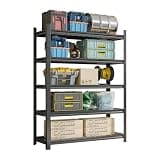 BIGTO 5 Tier Storage Shelves, 2500LBS Adjustable Metal Garage Shelving Unit, Black 47.2"*23.6"*71.2" Home Furniture