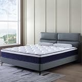 XUOXFUTZIG Queen Mattress in a Box, Fiberglass Free Memory Foam Pocket Spring Bed Cushion, CertiPUR-US Certified, Blue White