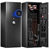 KAER Gun Safe For Rifles And Pistols, Quick Access 8-12 Gun Storage Cabinet With Removable Shelf, Long Gun Safe For Rifle Shotgun With LED, Adjustable Gun Racks, Easy Assemble, Password Lock
