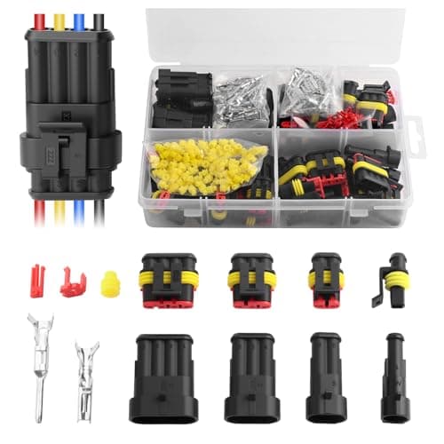 352PCS Automotive Waterproof Connectors,22-16 AWG Waterproof Electrical Connectors Kit with 1/2/3/4 Pin Male & Female Connector,Universal Automotive Connector Kit for Car,Truck