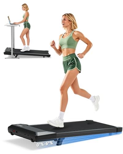 DeerRun 6% Incline Walking Pad, 2.5HP Quiet Under Desk Treadmill with 300lbs Capacity, 3.8MPH, App & Remote Control, Walking Pad Treadmills for Home Office & Small Spaces
