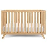 Comfy Cubs Baby Crib for 0 to 3 Years - Adjustable Mattress Height, Natural Wooden Crib for Baby, Elegant Nursery Furniture, Designed in The US - 80 lbs Capacity Nursery Bed - Natural Wood