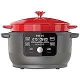 Instant Pot Electric Round Dutch Oven,6-Quart 1500W,From the Makers of Instant Pot,5-in-1: Braise,Slow Cook,Sear/Sauté,Food Warmer,Cooking Pan,Enameled Cast Iron,Included Recipe Book,Red