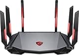 MSI Radix AXE6600 WiFi 6E Tri-Band Gaming Router, AI QoS, RGB, 1.8GHz Quad-Core Processor, MU-MIMO, Tri Band Gigabit Wireless, 8-Stream, High Speed Long Range Gaming Router