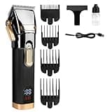 DAXXIN Hair Clippers, Oil Head Professional Hair Clipper Electric Push Scissor LCD Adjustable Knife Distance Hair Trimmer for Men Haircut Machine(Black)