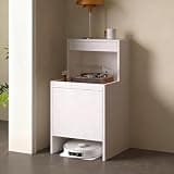Storage Cabinet for Robot Vacuum Cleaner, Pull-Out Top and Hidden Storage, Side Table for Living Room and Office, Functional Rack with Doors