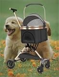 Pet Stroller with 4 Wheels,Foldable Travel for Small/Medium Dogs Cats Up to 50lbs,Storage Basket,Sea 3 in 1 Multifunctional(Black)