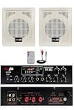 Speaker System Package with Amplifier and Wall Speakers, 2.1 Channel Wired Connection, 2 Year Warranty, White - No Color