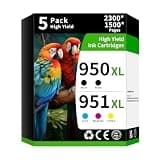 High Yield 950XL and 951XL Ink Cartridges Combo Pack (5-Pack BK/C/M/Y) Replacement for HP 950 951 Ink Cartridges Combo Pack for HP officejet pro 8600 ink cartridges for Office Jet Pro 8660 Printer