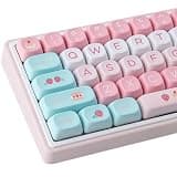 TYRIXKI PBT Keycaps 132 Keys MOA Keycaps, Cream Strawberry Cute Keycaps Dye-Sublimation Custom Keycap Set for Cherry Gateron MX Swithes Mechanical Keyboards
