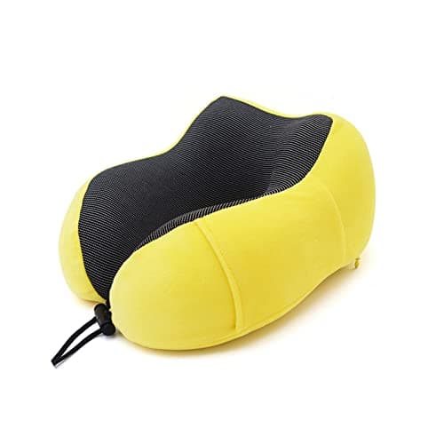 U-Shaped Neck Pillow Travel Neck Cushion Car Office Sleeping Aid Neck Support Headrest Airplane Pillow Beddin (Color : Yellow)