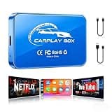 AI Box CarPlay, 3-in-1 Wireless CarPlay Adapter & Android Auto for OEM Wired Cars, Built-in Netflix/YouTube for Streaming, 5.8GHz WiFi, Convert Wired to Wireless, Plug & Play Blue