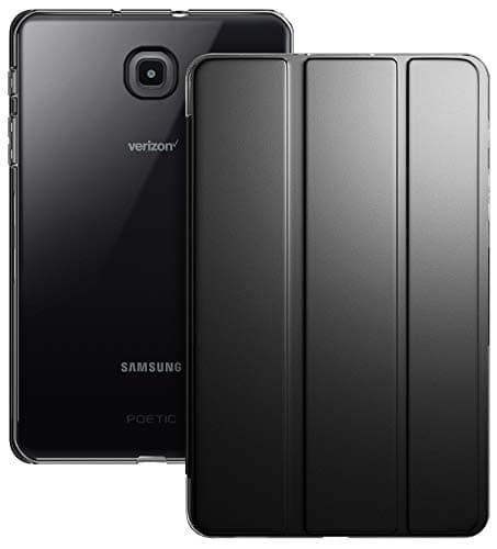 Galaxy Tab A 8.0 2018 Case, Poetic Smart Cover Case w/Flexible Soft Clear TPU Back, Slim-Fit Trifold Stand Folio Front, Lumos X Series, SM-T387 Verizon/Sprint/T-Mobile/AT&T, Black