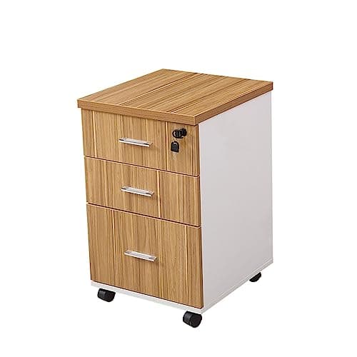 EliteBloom Wooden Desktop Storage Box with Lockable Drawers - Mobile File Cabinets - Desktop Storage Cabinet with Drawers - Wooden Nightstand, Office Document Cabinet, Storage Cabinet (C)