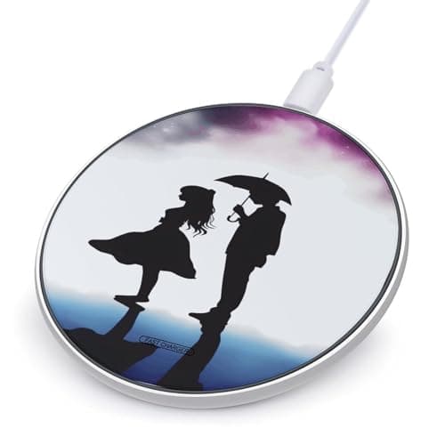 Anime Lovers Silhouette Wireless Charger, 10W Qi-Certified Fast Wireless Charging Pad with USB Cable & LED Indicator Fashion Charger Mat Portable Charging Station for All Qi-Enabled Phones