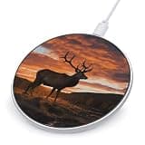 Red Deer Bull Elk Sunset Wireless Charger, Fast Charging Pad