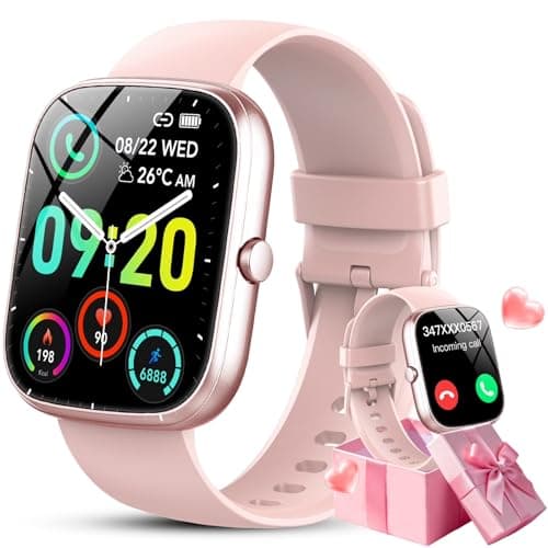 Smart Watch Fits for Android and iPhone, IP68 Waterproof Smartwatch for Women Men 100+ Sports Modes 1.91-inch Fitness Tracker, Smart Watch with Bluetooth Call(Answer/Make Calls), for Gift Pink