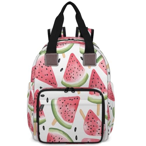 Adornori Watermelon Diaper Bag Backpack for Women Large Capacity Waterproof with Insulated Pockets Diaper Bags Travel Bag, Summer Fruit