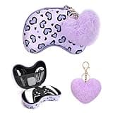 DLseego Love Leopard Travel Storage Bag Carrying Case for Xbox One PlayStation5 PS4 Switch Pro Wireless Controller, Portable Protective Bag Shockproof Hard Shell Box,1PCS Plush Heart Pendant - Purple