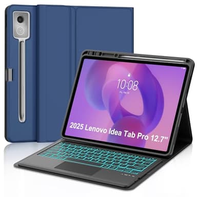 Keyboard Case for Lenovo Idea Tab Pro 12.7'' 2025 with Touchpad, Detachable Keyboard Case for Lenovo Tab 12.7in Pro with Trackpad, Pen Holder, Smart Cover Backlit Keypad for Idea Pro12.7 Tablet, Blue