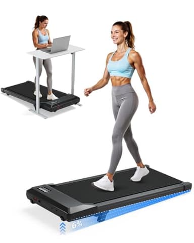 Superun Walking Pad with 6% Incline, Under Desk Treadmill for Home Office, 3 in 1 Portable Walking pad Treadmill with Remote Control, 2.5HP Quiet Mini Treadmills, 300 lbs Capacity, Luxury Black
