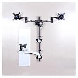 Listed TV Mount 15"-27" Display Stand Wall-Mounted Dual Monitor Desk Mount Stand with Tray Height-Adjustable Wall Monitor Mount Arm