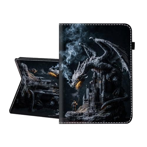 CICPLKSE Case for Samsung Galaxy Tab A 8.0 inch 2015 (SM-T350/T355C),Premium PU Leather Cover with Auto Sleep Wake,Dragon and Castle