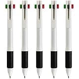 Cambond 4-in-1 Multicolor Pen 1.0mm - 4-Color Retractable Ballpoint Pens Nurse Pens for Office School Supplies Students Gift, 5 Pack(White)