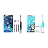 DADA-TECH Kids Electric Toothbrush Astronaut (DT-KE7 Black) + Toddler Electric Toothbrush (DT-BB1 Blue Penguin)