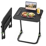 SAIJI Foldable TV Tray | Easy Folding Small Table, Height & Tilt Adjustable TV Trays for Eating, Working, Crafting - Sturdy TV Dinner Tables on Couch & Bed