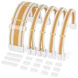 Sirlyr PSU Cable Extension Kit - Premium Sleeved PC Cable Extensions (24Pin ATX×1,8Pin EPS×2/GPU×2) with Metal Pre-Installed Cable Combs for Custom PC Builds Golden White Color