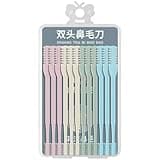 12 Pcs Double Sided Nose Hair Knife, Manual Nasal Hair Trimmer Tool with Cleaning Brush, for Men and Women, Boxed Multicolor, 5.3 x 2.8 in / 13.5 x 7 cm