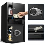 ANXINWEI 5.8 Cub Drop Safe for Business, Large Depository Drop Safe with Quick Place Drop Slot, Digtal Keypad, Spare Keys, Alarm, Duty Cash Depository Safe for Home, Office, Hotel