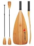 Abahub 4-Piece SUP Paddle/Kayak Oar, Adjustable Stand up Paddleboard Paddles, Lightweight Aluminum Alloy PU Coated Shaft Bamboo Print Plastic Blade