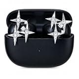 Sellwell Open Earbud Charms Accessories for Bose Ultra – Starburst Silver-Tone Crystal with Clear Rhinestone, Sparkly Clip-On Open Ear Decor for Women, 2PCS (Earbuds Not Included)